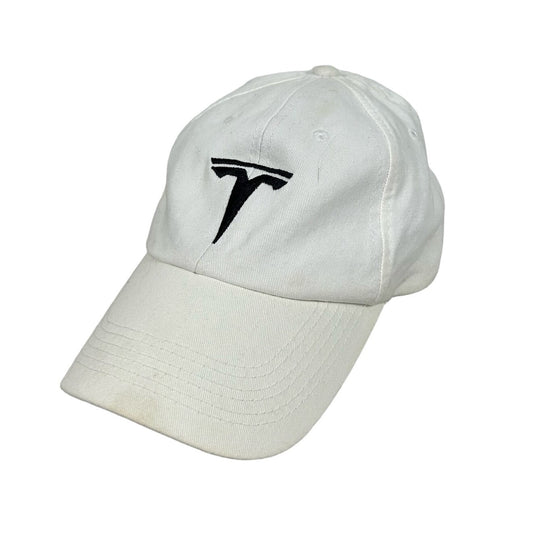 Tesla Electric Vehicles Elon Musk Embroidered White Mens OSFA Strapback Hat Cap