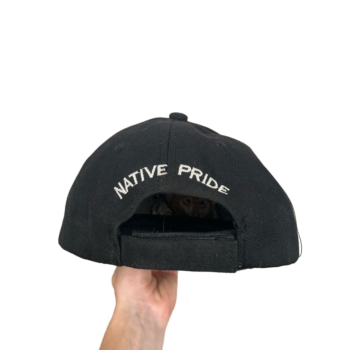 Native Pride Vintage Wolf Wolves Feather Joycap Black OSFA Strapback Hat