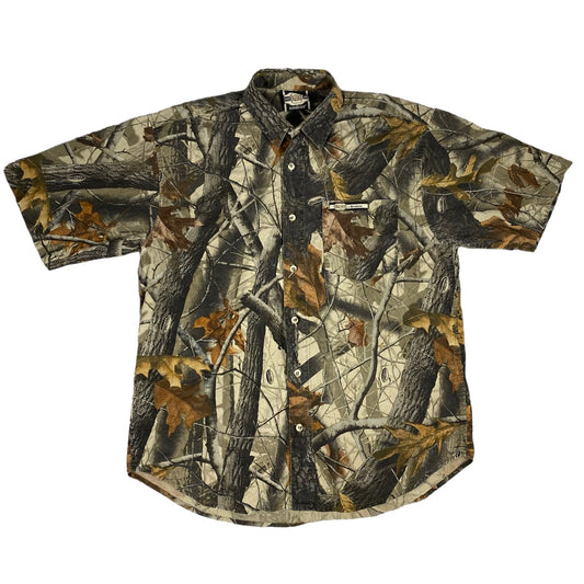 VTG Supreme by Winchester Realtree Hardwoods Camo Mens Large Button Down Shirt