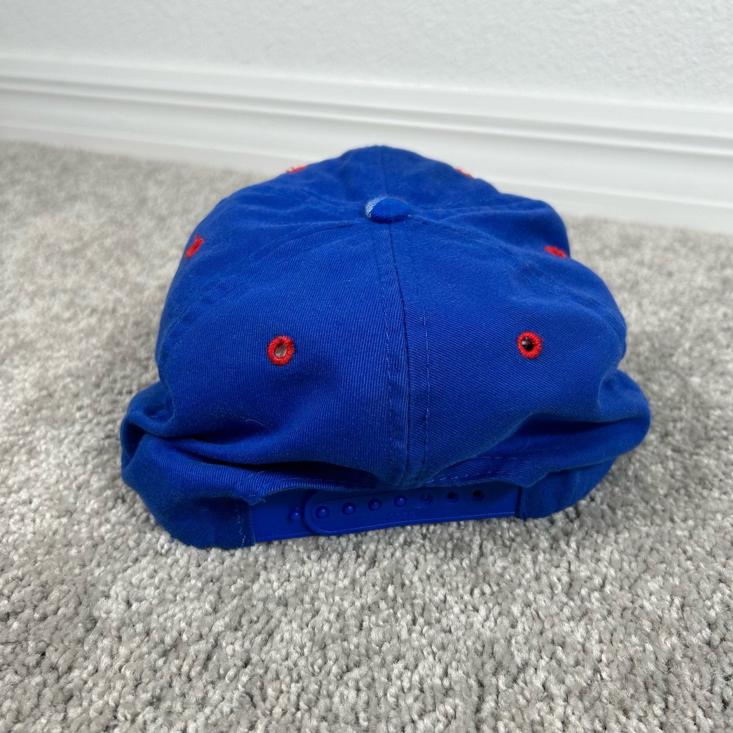 Vintage 90s XLs Blue Red Plaid Bill Mens One Size Fits All OTTO Cap Snapback Hat