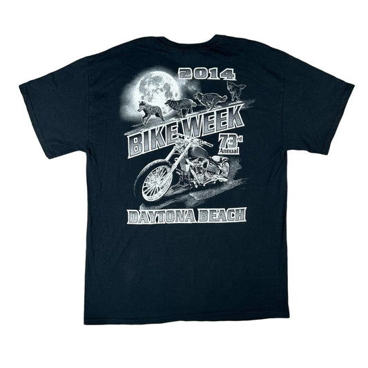 VTG Bike Week Daytona Beach Wolves Motorcycle Moon 2014 Mens Large Black T-Shirt