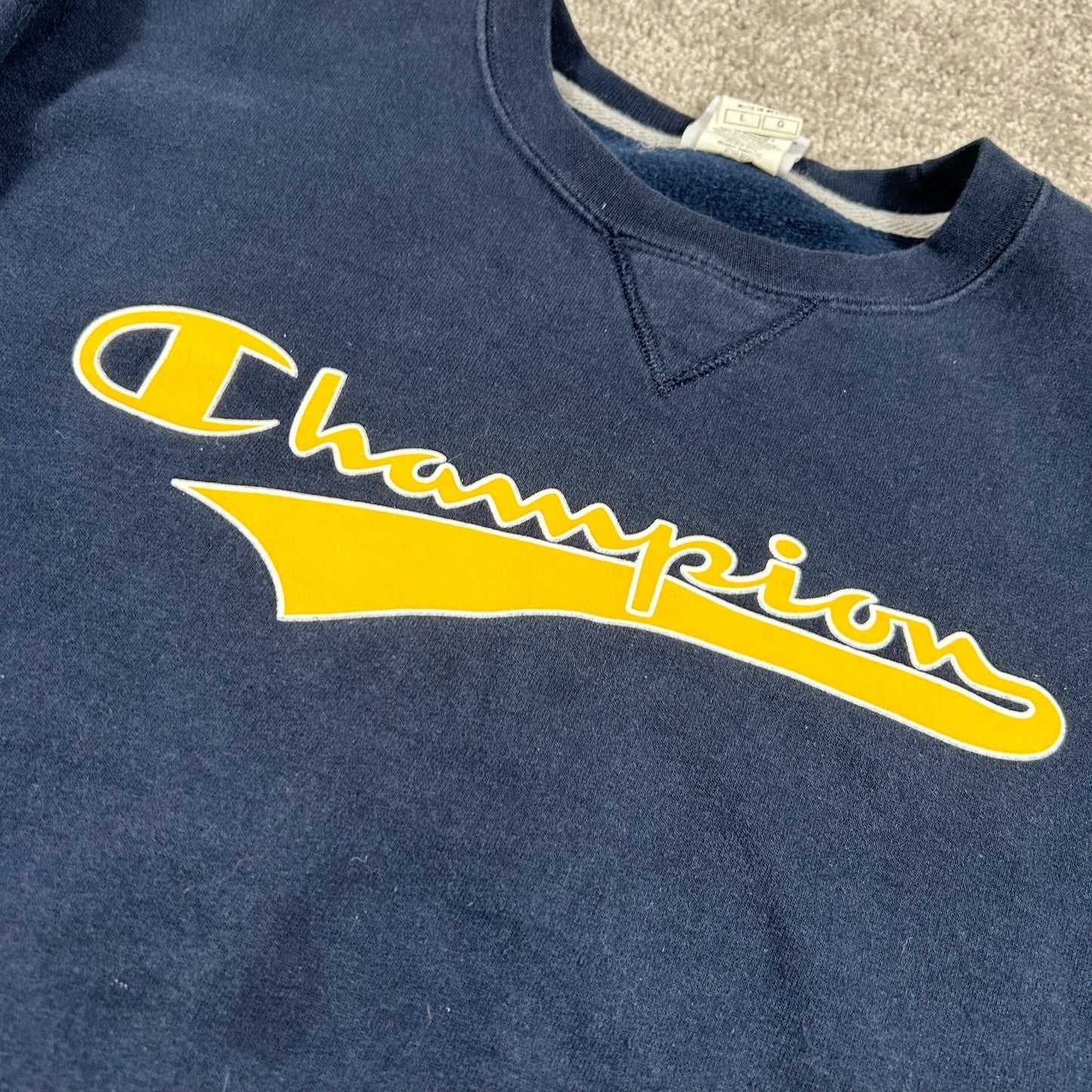 Champion Spellout Varsity Mens Size Large Crewneck Sweatshirt