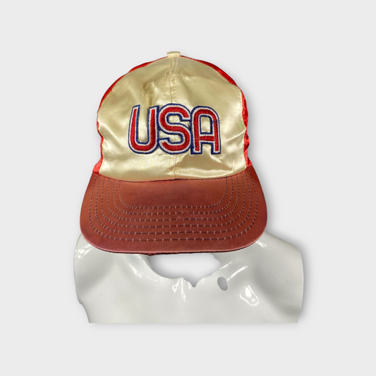 (OSFA) Vintage USA Patriotic Multicolor Silk Snapback Hat