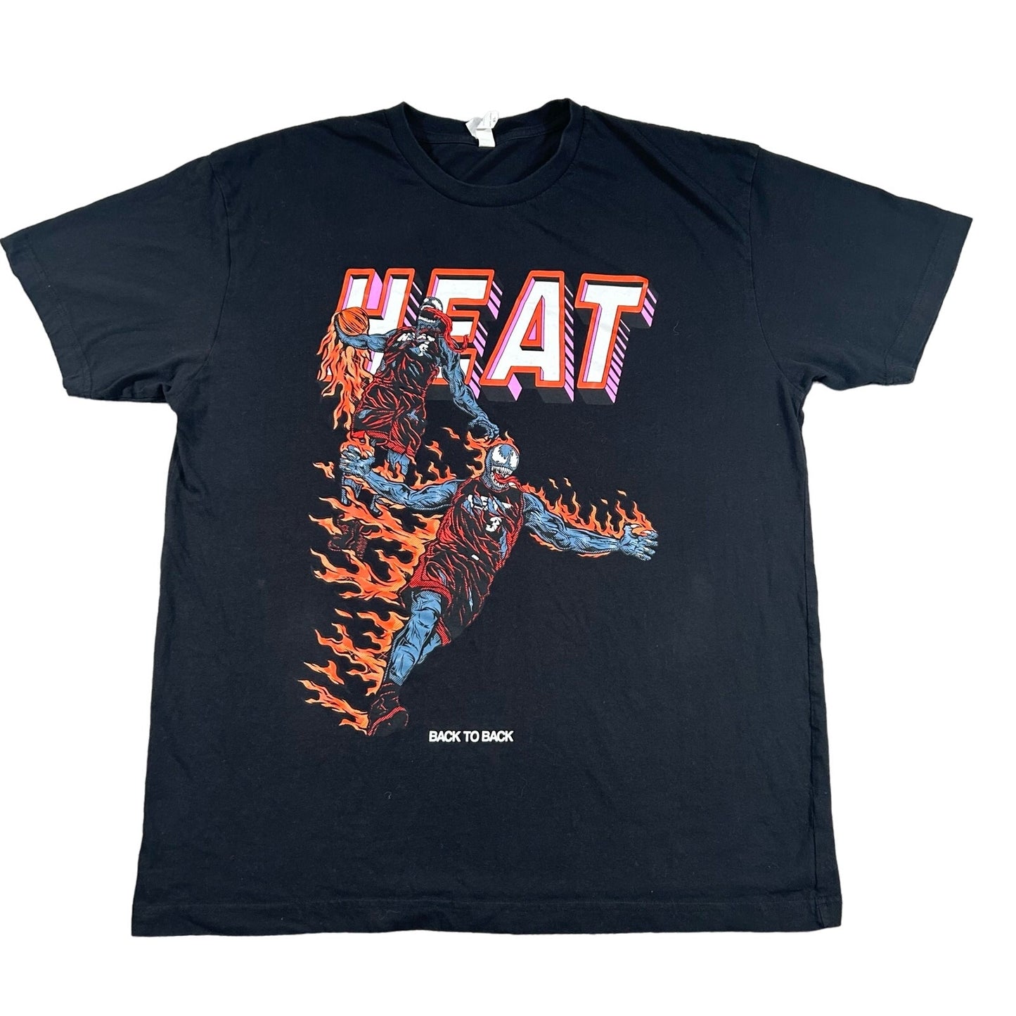 Miami Heat Warren Lotas Design Back To Back Venom Fire Mens XL Black T-Shirt