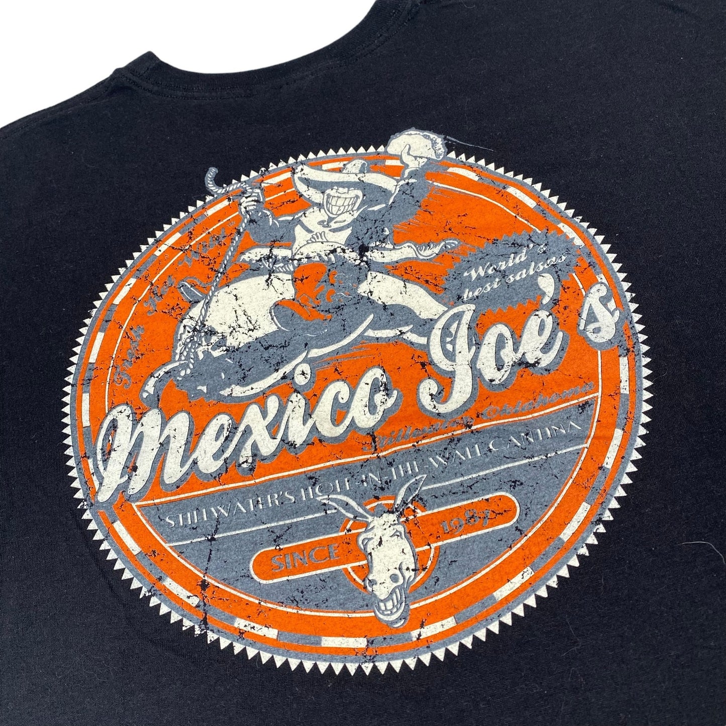 Vintage Mexico Joe's Eskimo Stillwater Hanes Heavyweight Mens XL Black T-Shirt