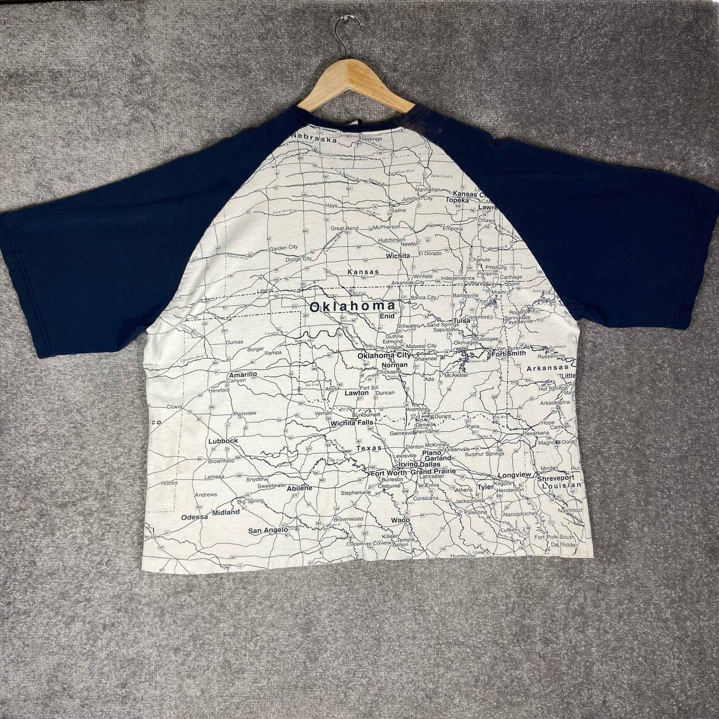 (3XL) Vintage State of Mine Oklahoma All Over Print Map T-Shirt