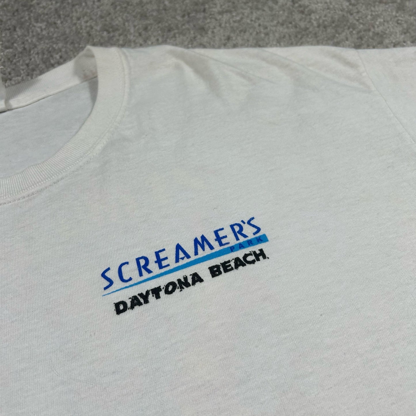 Vintage Amusement Park Screamers Daytona Beach Florida Mens XL White T-Shirt