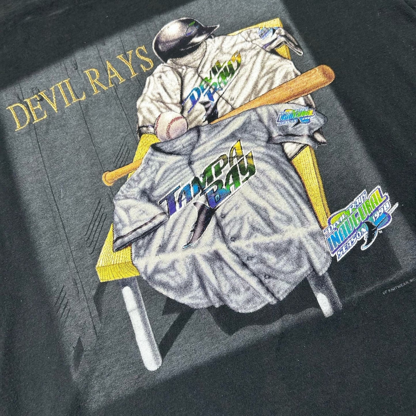 Vintage 1998 Tampa Bay Devil Rays MLB Inaugural Season Mens Small Black T-Shirt