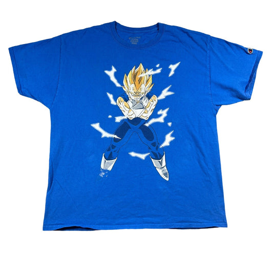 Dragon Ball Z Champion Electrified Power Stance Vegeta Mens Large Blue T-Shirt