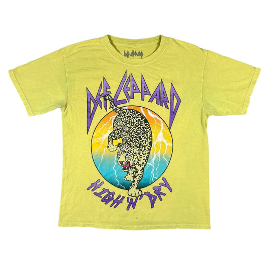 Def Leppard High N' Dry Rock Band Mens Size Medium Tiger Yellow T-Shirt