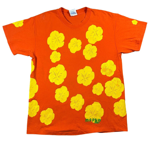 Vintage 1997 Hawaiian AOP Floral Luau Olym Heavyweight Orange Mens Large T-Shirt