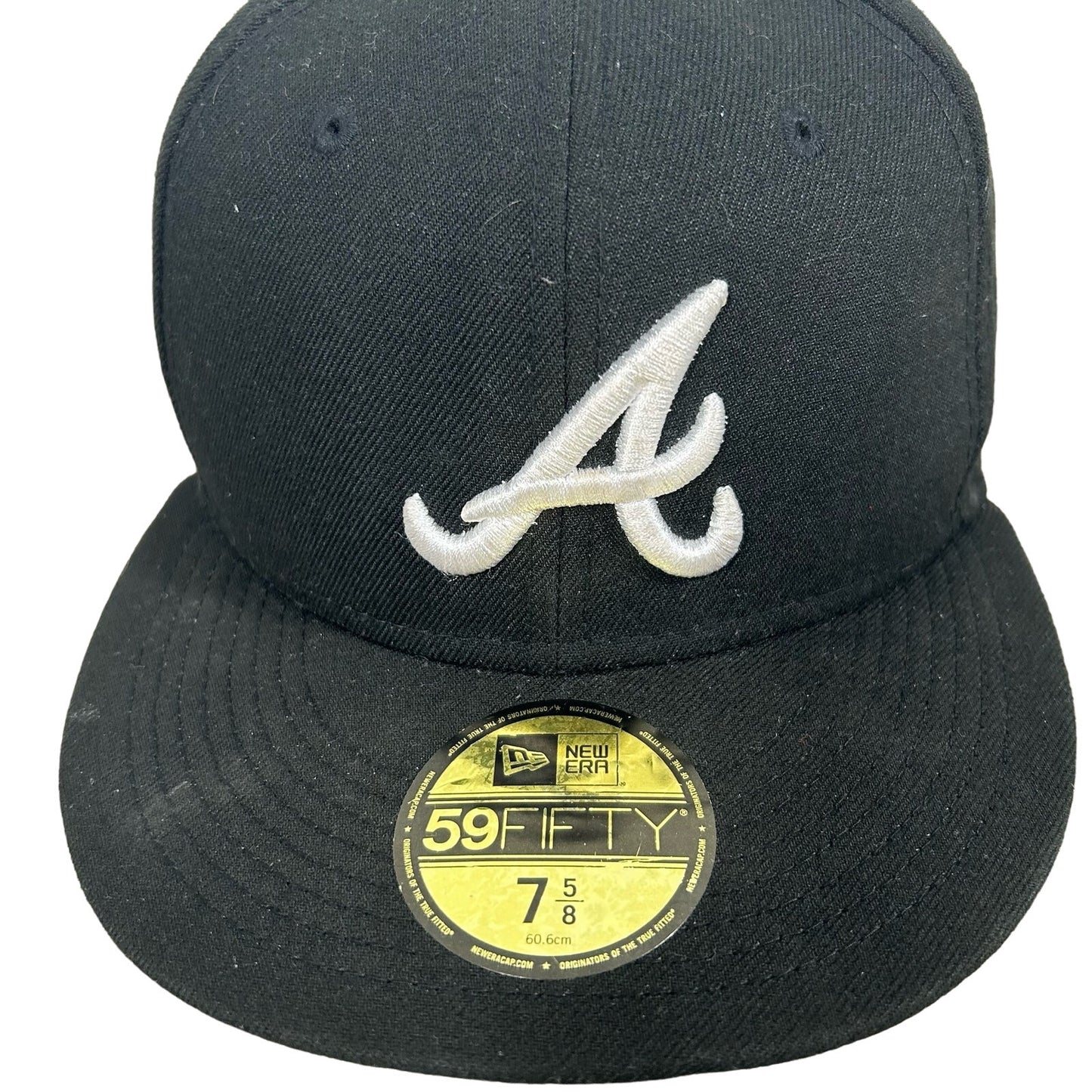 Atlanta Braves 59Fifty New Era MLB Black Adult Size 7 5/8 Fitted Hat