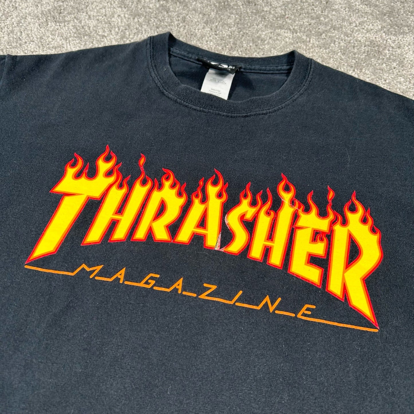 Thrasher Skateboard Magazine Fire Logo Mens Medium San Francisco Black T-Shirt