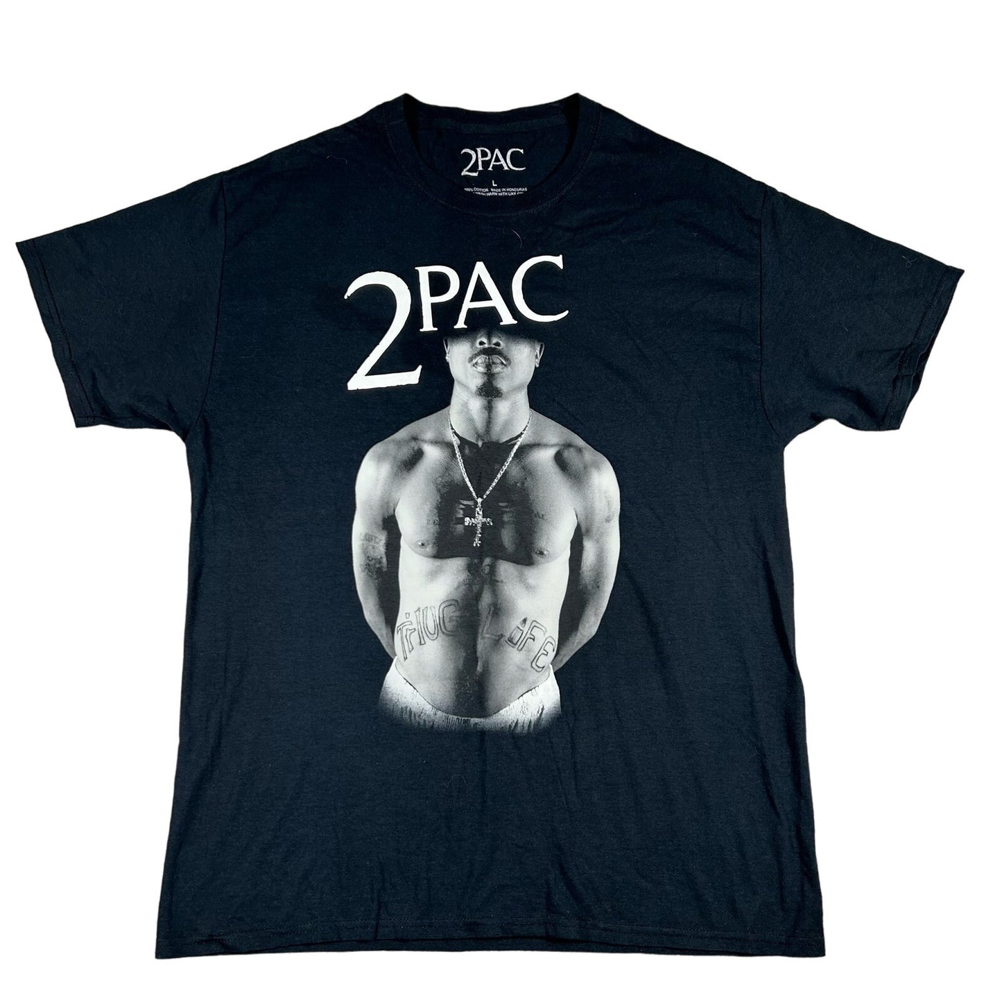 2Pac Tupac Graphic Black Mens Size Large Rapper Hip-Hop Short Sleeve T-Shirt