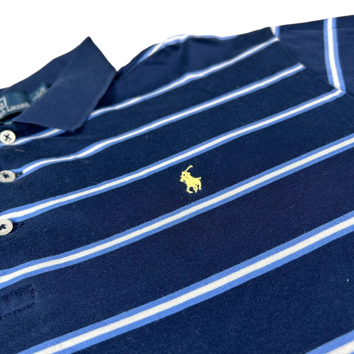 Polo Ralph Lauren Golf Fit Mens Large Dark Navy Blue Pinstripe Polo T-Shirt