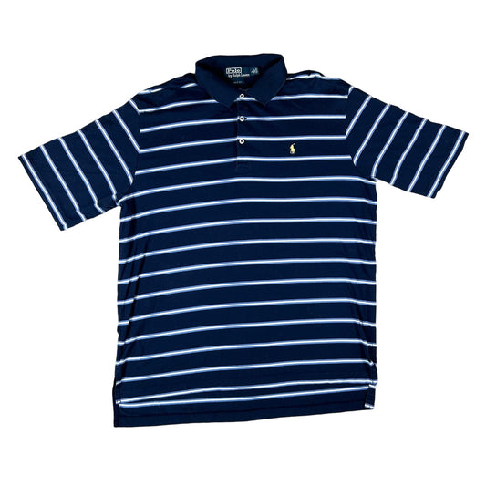 Polo Ralph Lauren Golf Fit Mens Large Dark Navy Blue Pinstripe Polo T-Shirt