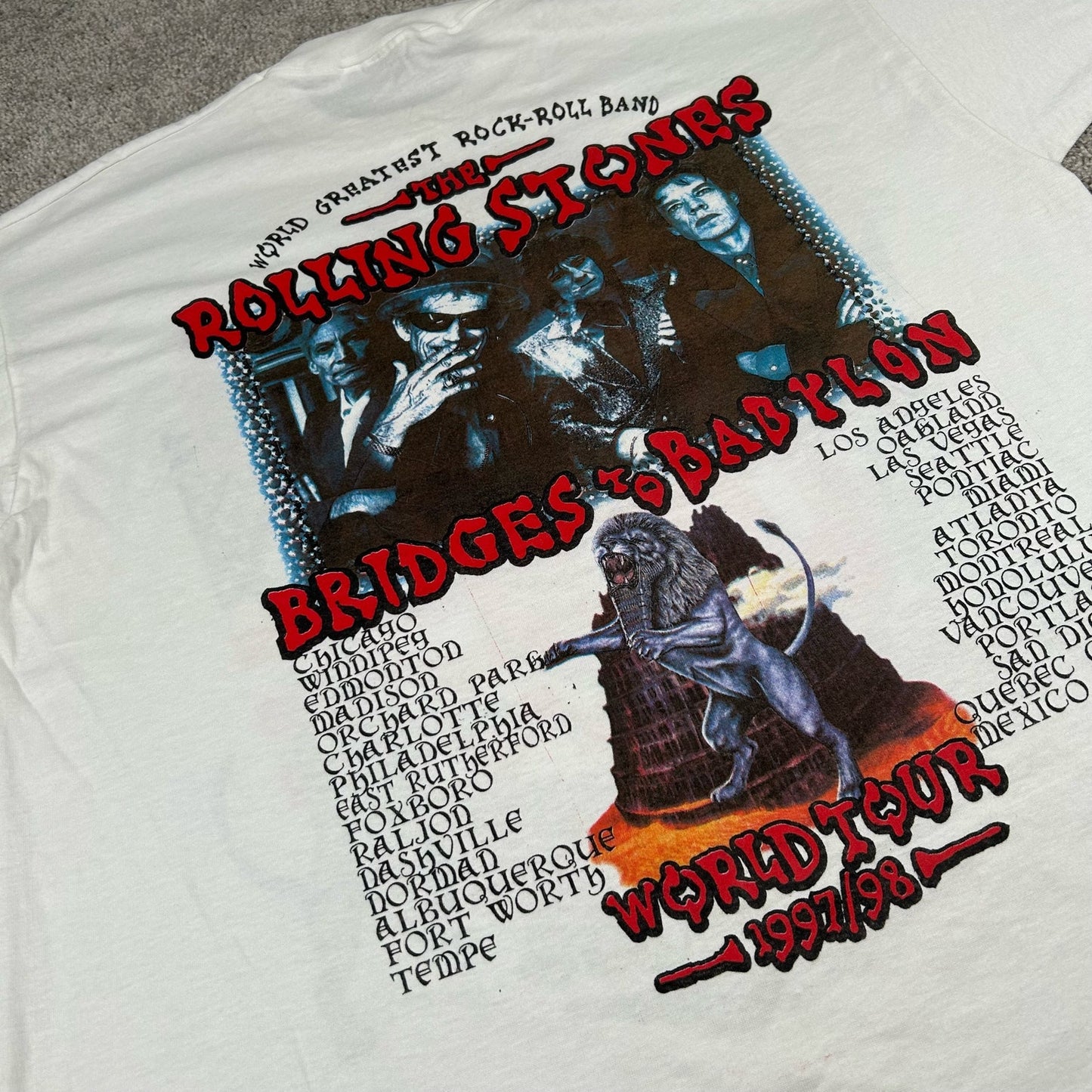 Vintage The Rolling Stones Bridges To Babylon 1997/1998 World Tour XL T-Shirt