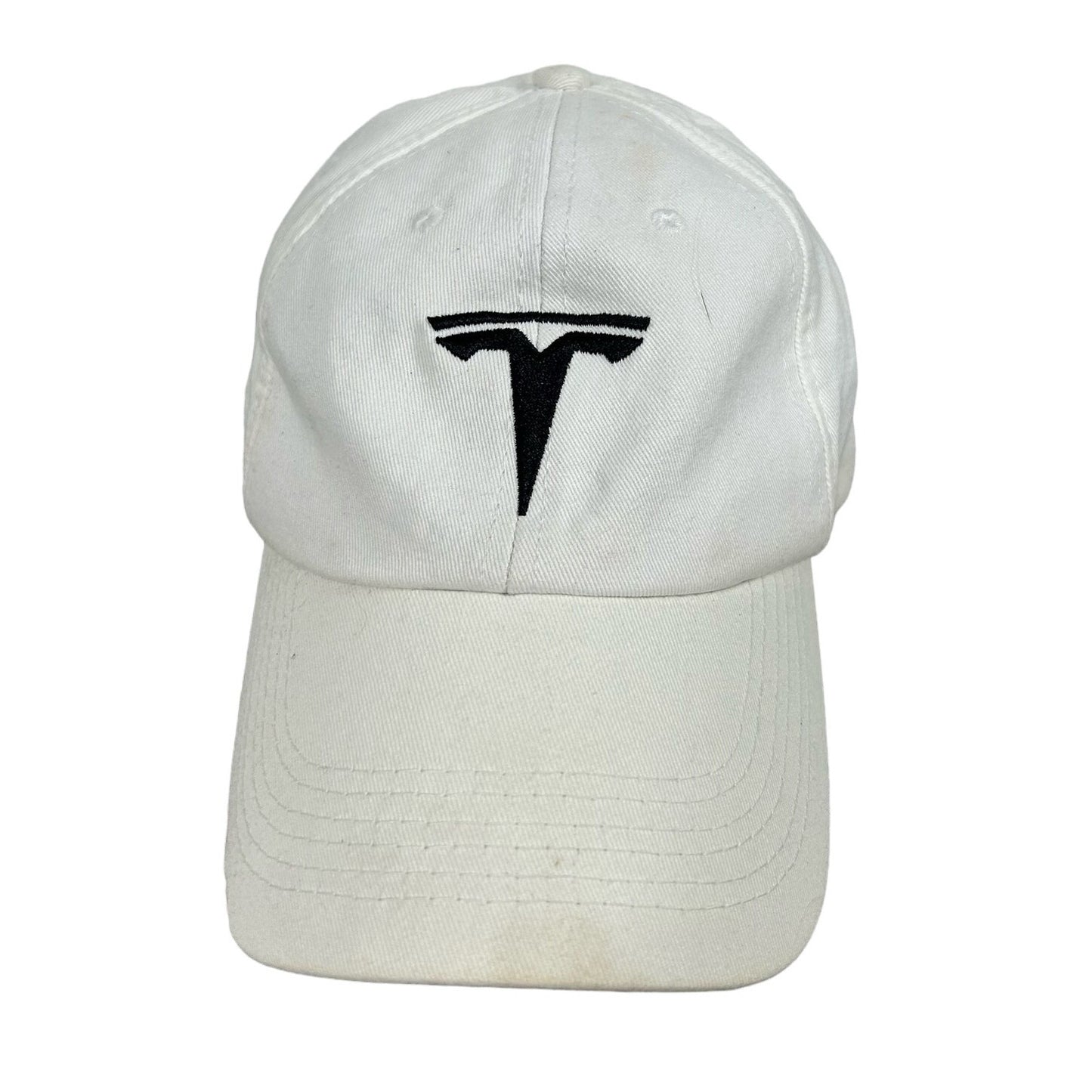 Tesla Electric Vehicles Elon Musk Embroidered White Mens OSFA Strapback Hat Cap