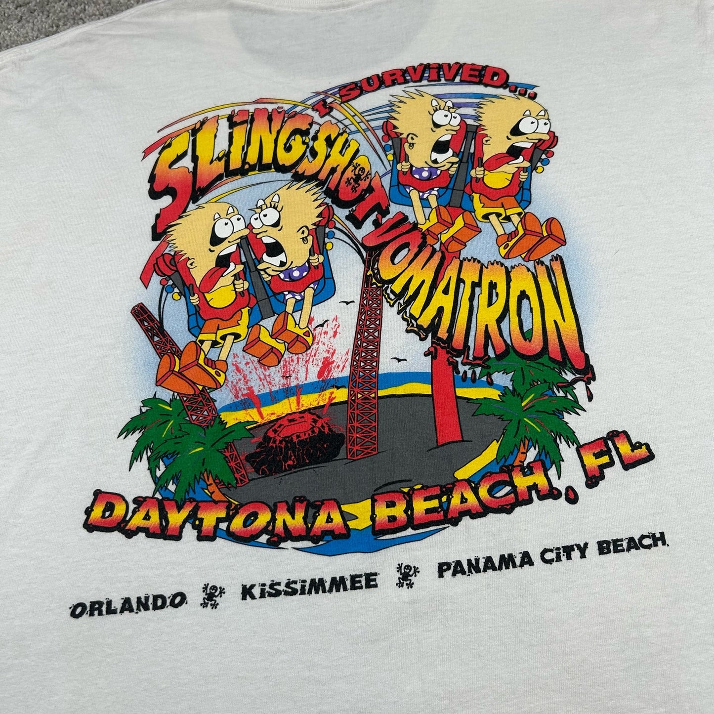 Vintage Amusement Park Screamers Daytona Beach Florida Mens XL White T-Shirt