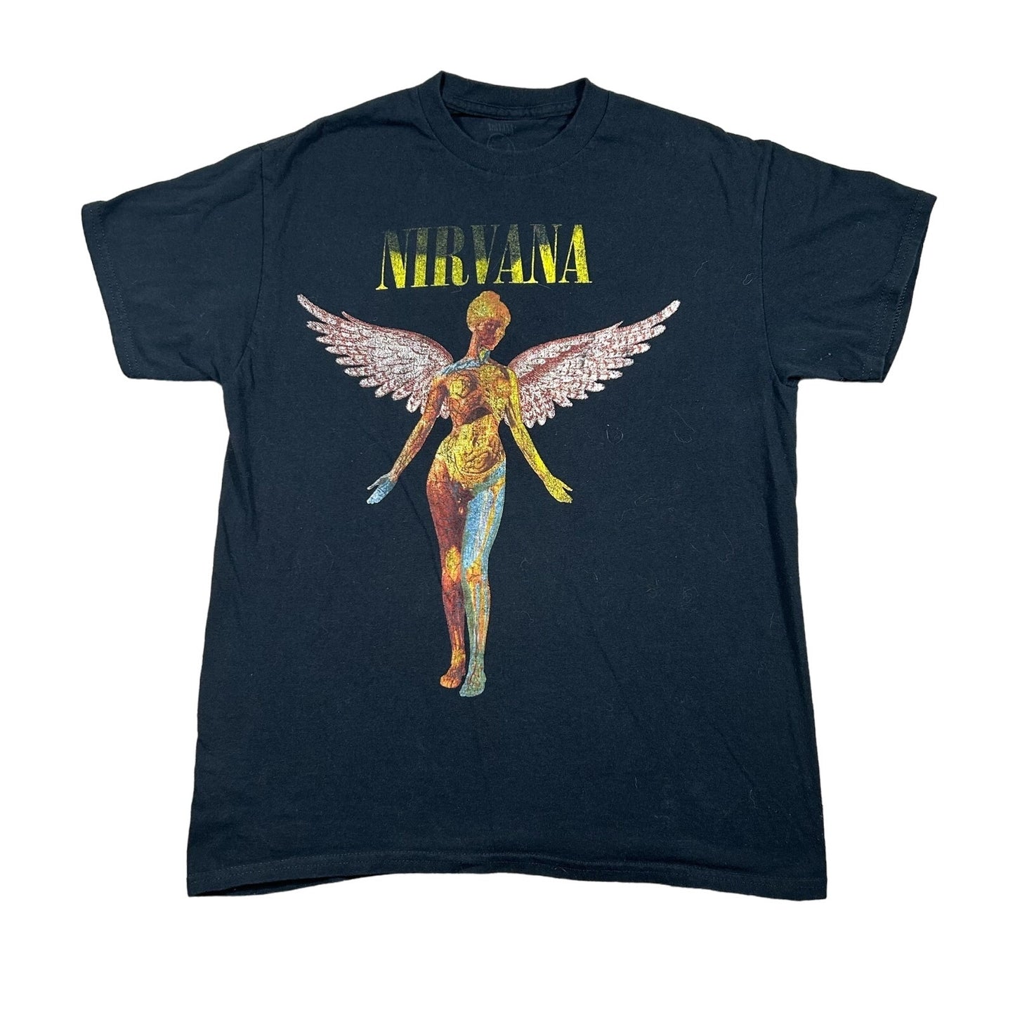 Nirvana Band In Utero Angel Y2K Band Black Mens Size Medium T-Shirt