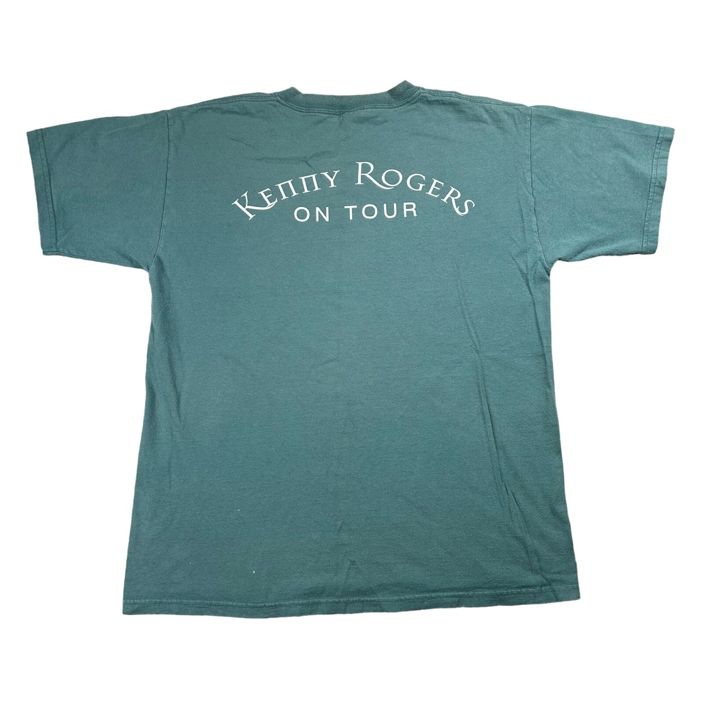 VTG Kenny Rogers On Tour Country Music Mens Large Green Short Sleeve T-Shirt