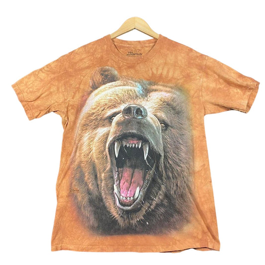 Brown Bear Tie Dye The Mountain Nature Mens Size Large Short Sleeve T-Shirt